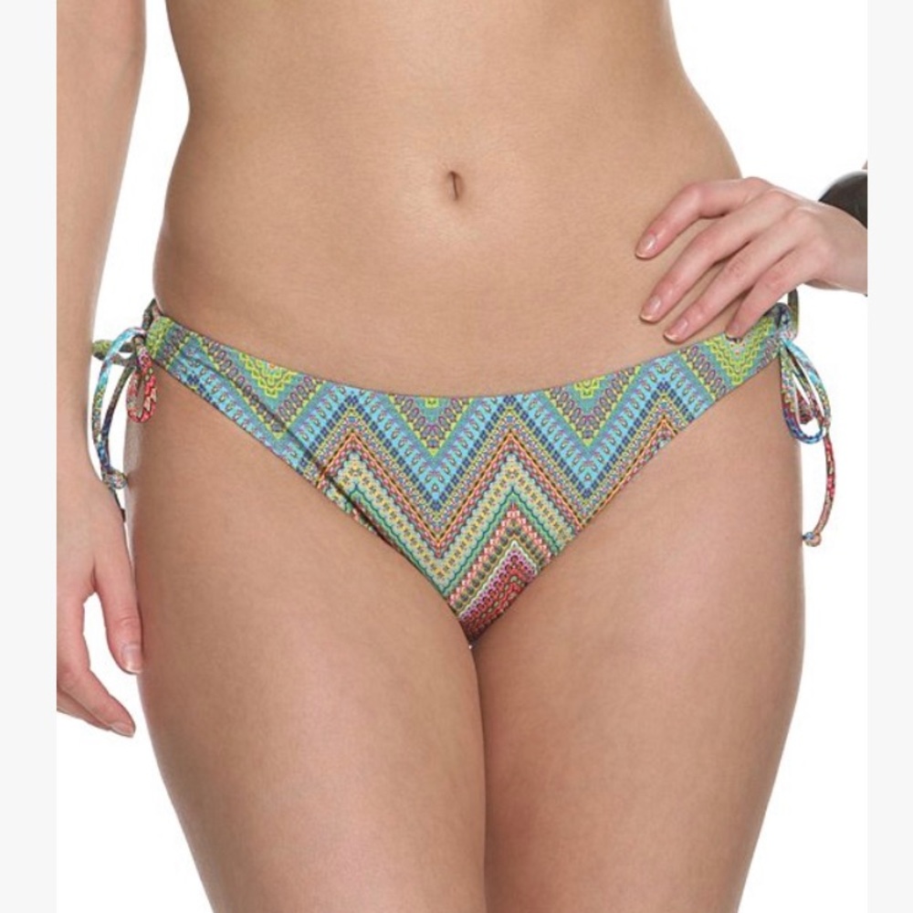 Sun and Sea Blue Geometric Side Tie Bikini Bottoms